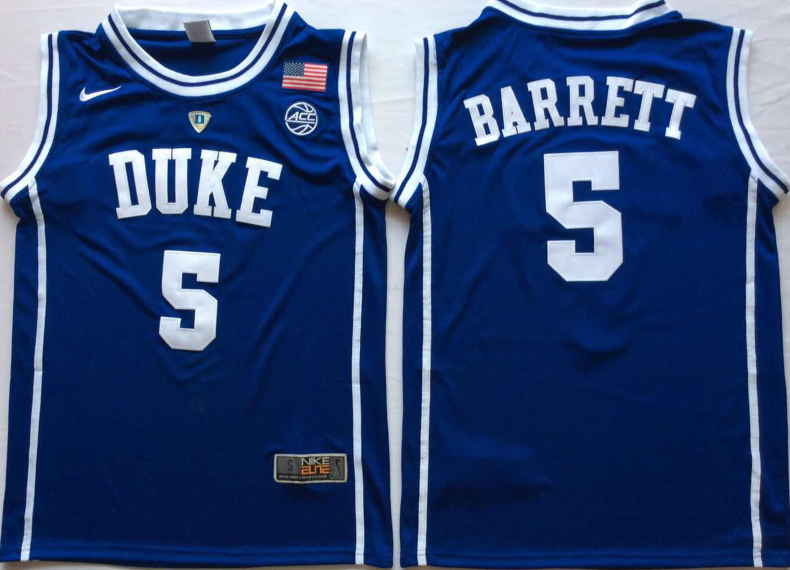 NCAA Men Duke Blue Devils Blue #5 BARRETT